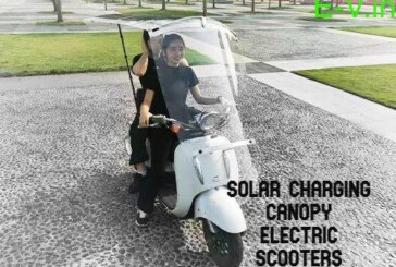 Solar charging canopy electric scooters & e-bikes from Motosola