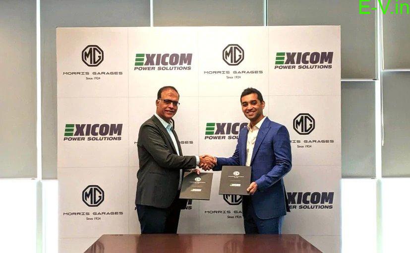 MG Motor India join hands with Exicom for the Re-Use of Electric Vehicle Batteries