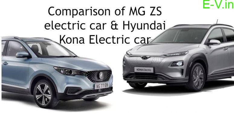Comparison of MG ZS electric car & Hyundai Kona Electric car