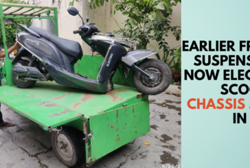 The chassis of an electric scooter has now been split in half