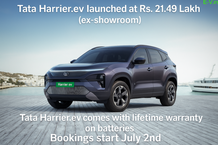 Tata Harrier EV Debuts at ₹21.49 Lakh with 627km Range and Lifetime Battery Warranty